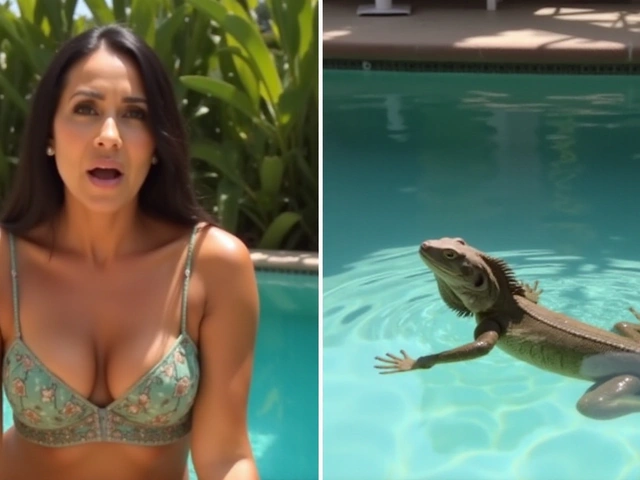 Anitta se depara com iguana em piscina de casa em Miami após tempestade